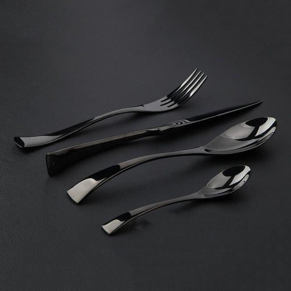 JetBlack™ - Premium Stainless Steel Black Silverware Set (8 / 16 / 24  Pieces)