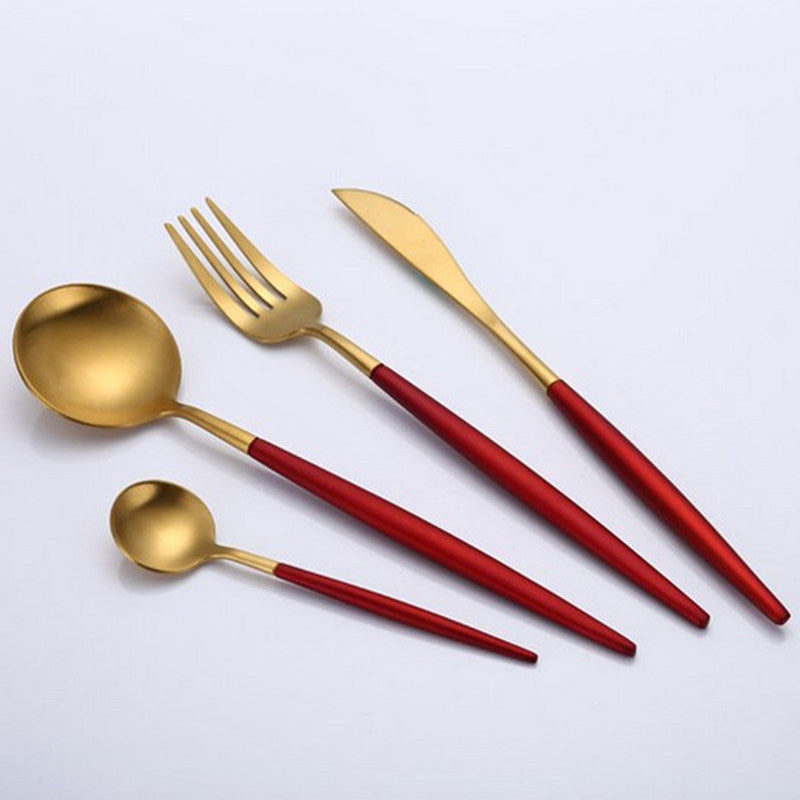 Passion™ - Premium Red and Gold Stainless Steel 18/10 Silverware Set