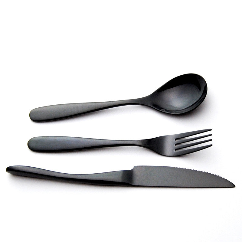 Sucre et Coton™ GuyBlack™ - Premium Stainless Steel Black Silverware Set (3 / 6 / 12 / 18 Pieces)