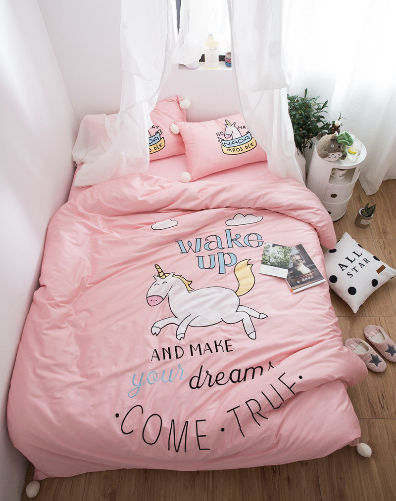 RainbowSleep™ Unicorn Queen and King Sheets Set 4 Pieces (Bed-In-A-Bag)