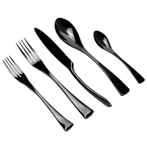 JetBlack+™ - Premium Stainless Steel Black Silverware Set [With Salad Fork] (10 / 20 / 30 Pieces)
