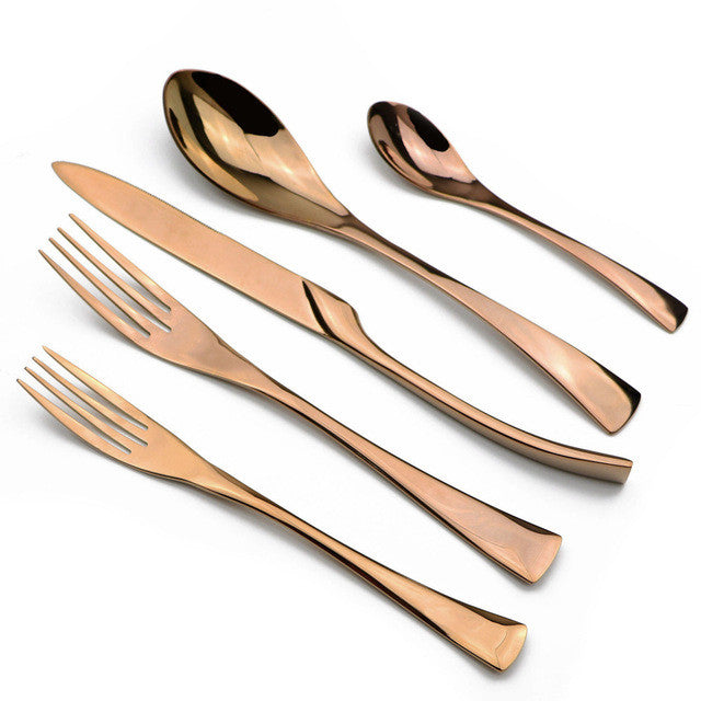 JetRose+™ - Premium Stainless Steel Rose Gold Silverware Set (5 / 10 / 20 / 30 Pieces)