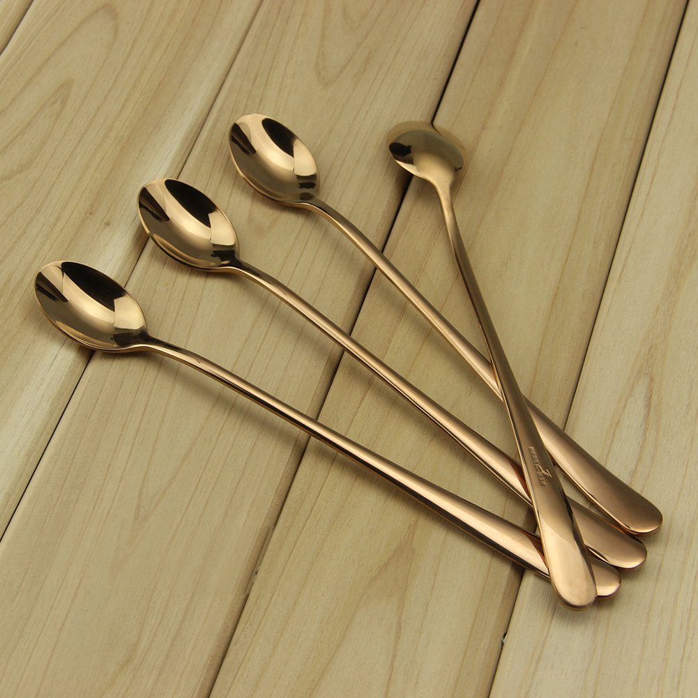 12 in Long Handle Iced Teaspoons Stainless Steel Cocktail Stirring Spoons Set 4 12 in Long Handle Iced Teaspoons Stainless Steel Cocktail Stirring Spoons Set 4