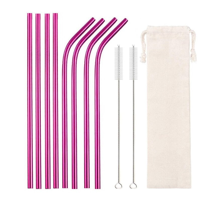 Stainless Steel Straws Set 8 Pieces