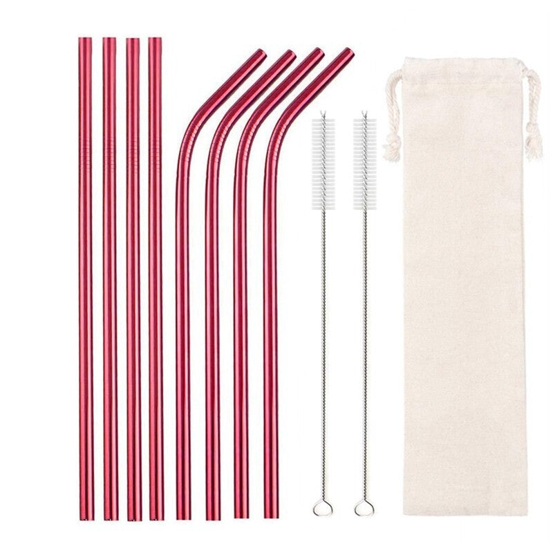 Stainless Steel Straws Set 8 Pieces