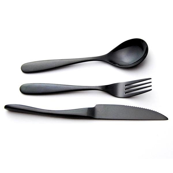 Sucre et Coton™ GuyBlack™ - Premium Stainless Steel Black Silverware Set (3 / 6 / 12 / 18 Pieces)