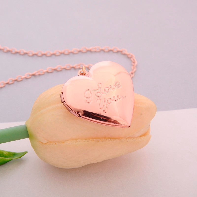 LoveLocket™ - Simple Small Necklace with Heart Locket, Wedding Long Heart Pendant, Short Necklace Delicate Locket Gold Chain
