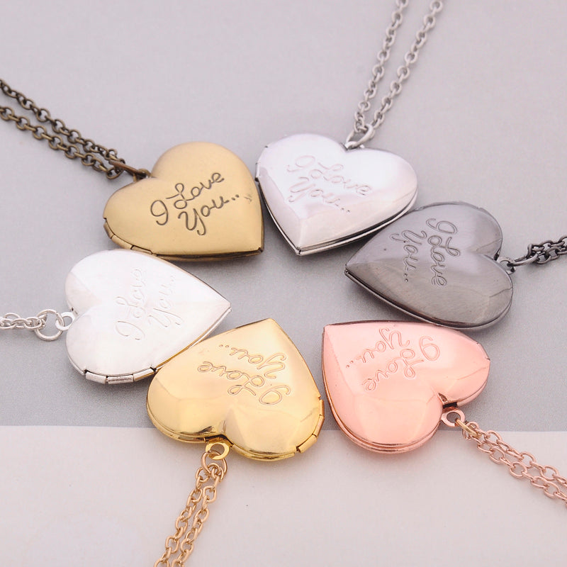 LoveLocket™ - Simple Small Necklace with Heart Locket, Wedding Long Heart Pendant, Short Necklace Delicate Locket Gold Chain