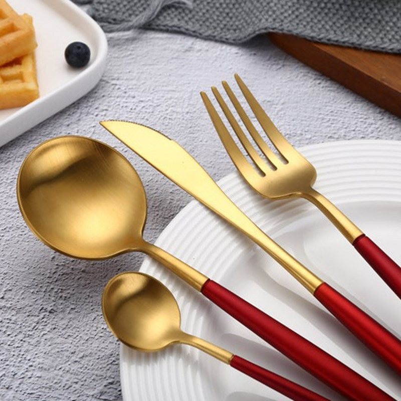 Passion™ - Premium Red and Gold Stainless Steel 18/10 Silverware Set