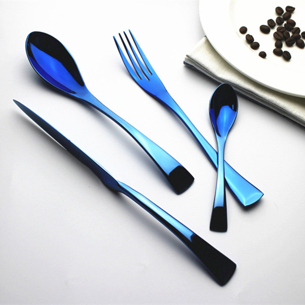 24Pcs Matte Black Cutlery Se Stainless Steel Flatware Dinner