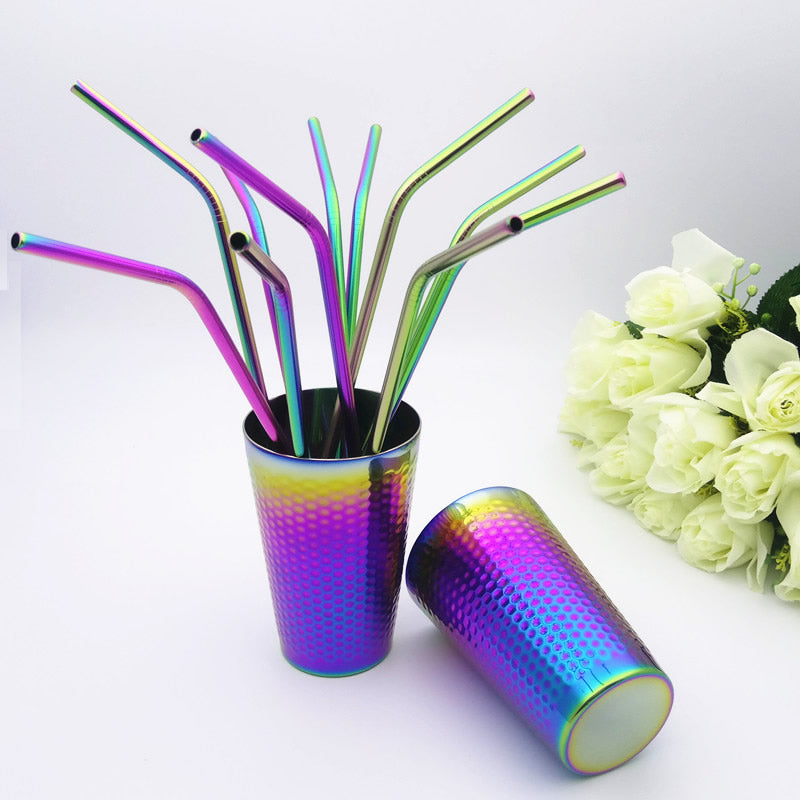 StrawRainbow™ - Rainbow Iridescent Stainless Steel Party Straws