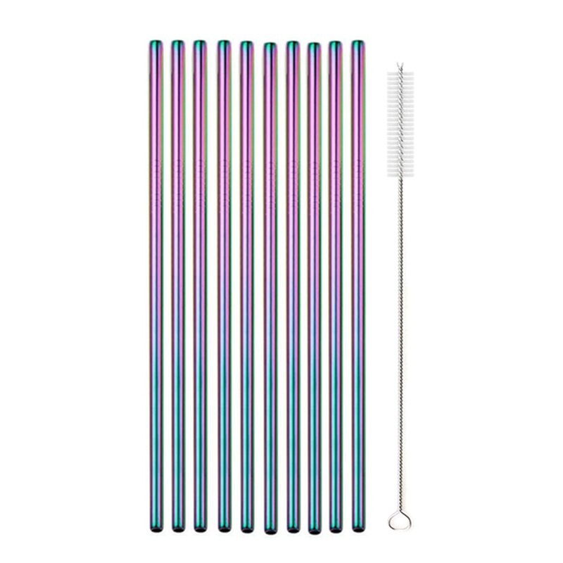 Stainless Steel Straws Set 10 Pieces