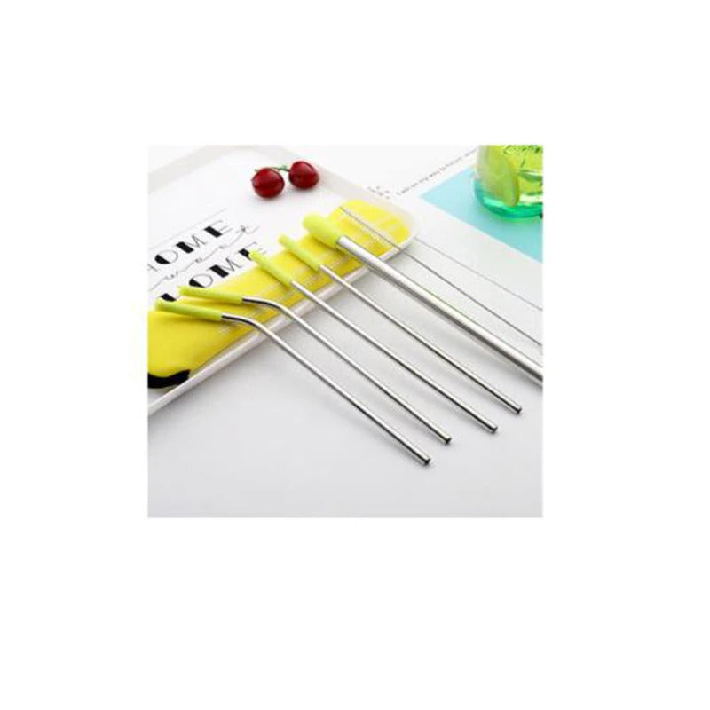 Stainless Steel Straws Set with Silicone Head