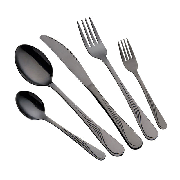MatteBlack+™ - Stainless Steel Matte Black Silverware Set - Cutlery & Flatware